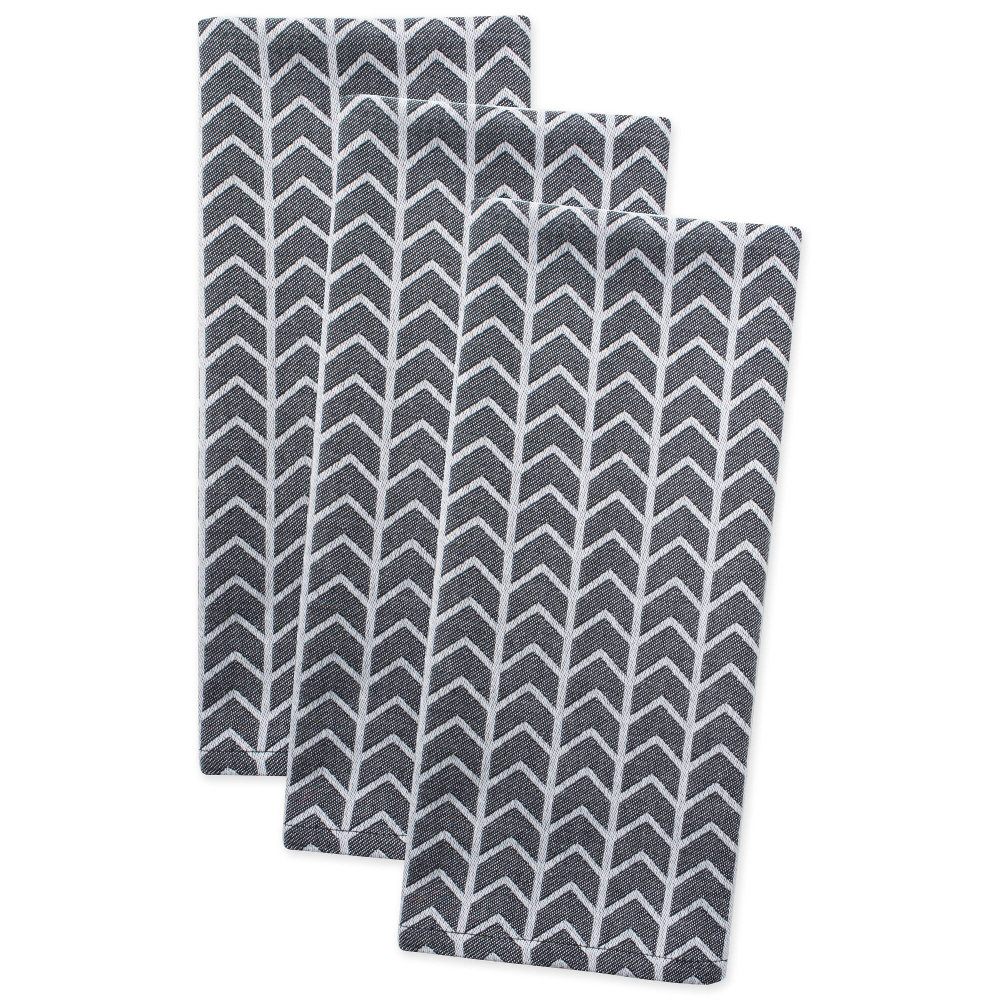 DII® Black & White Herringbone Dishtowel (Set of 3)
